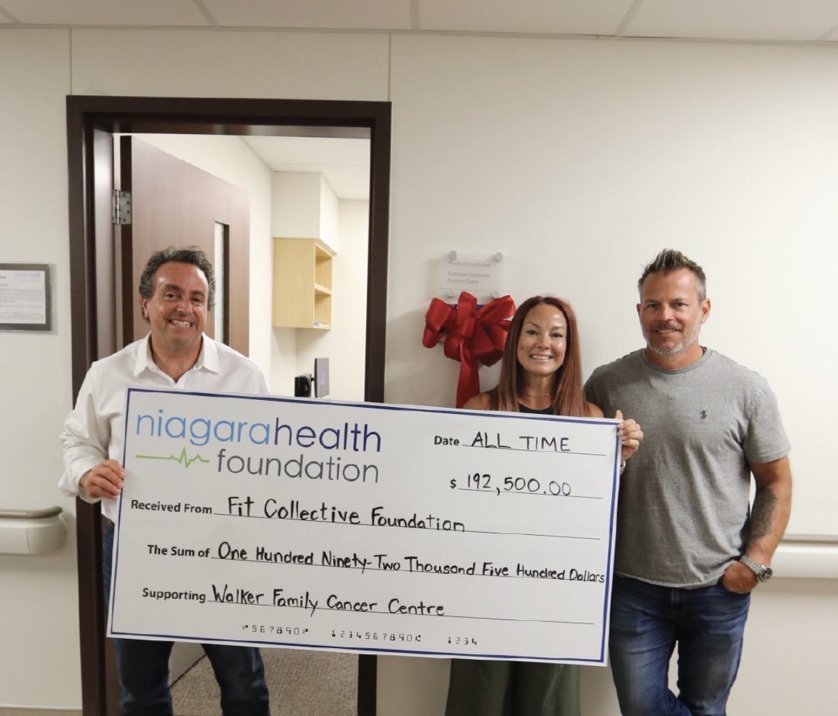 Fit Collective Foundation presenting a cheque to the Niagara Health Foundation