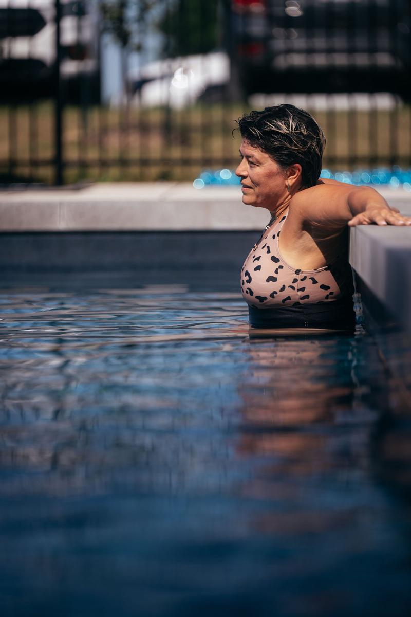 Member relaxing in the plunge pool
